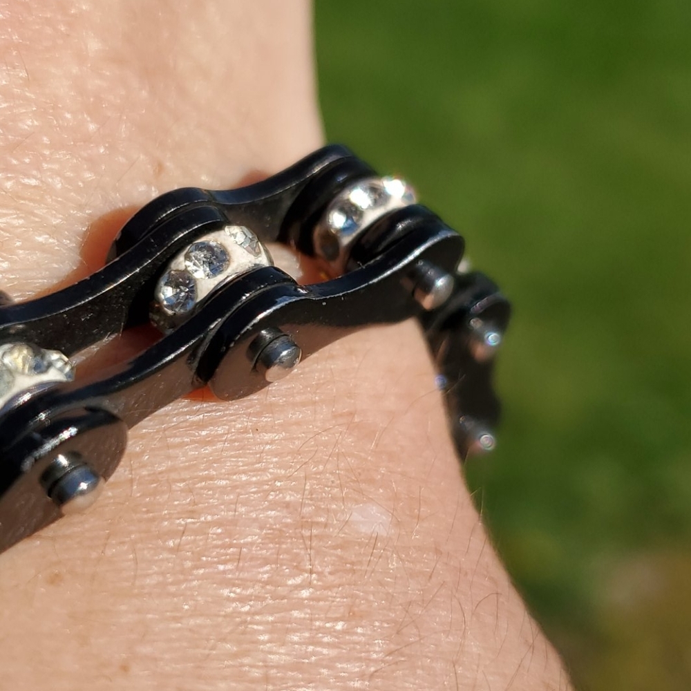 🧡🖤 Harley Davidson Ladies' stainless and crystal